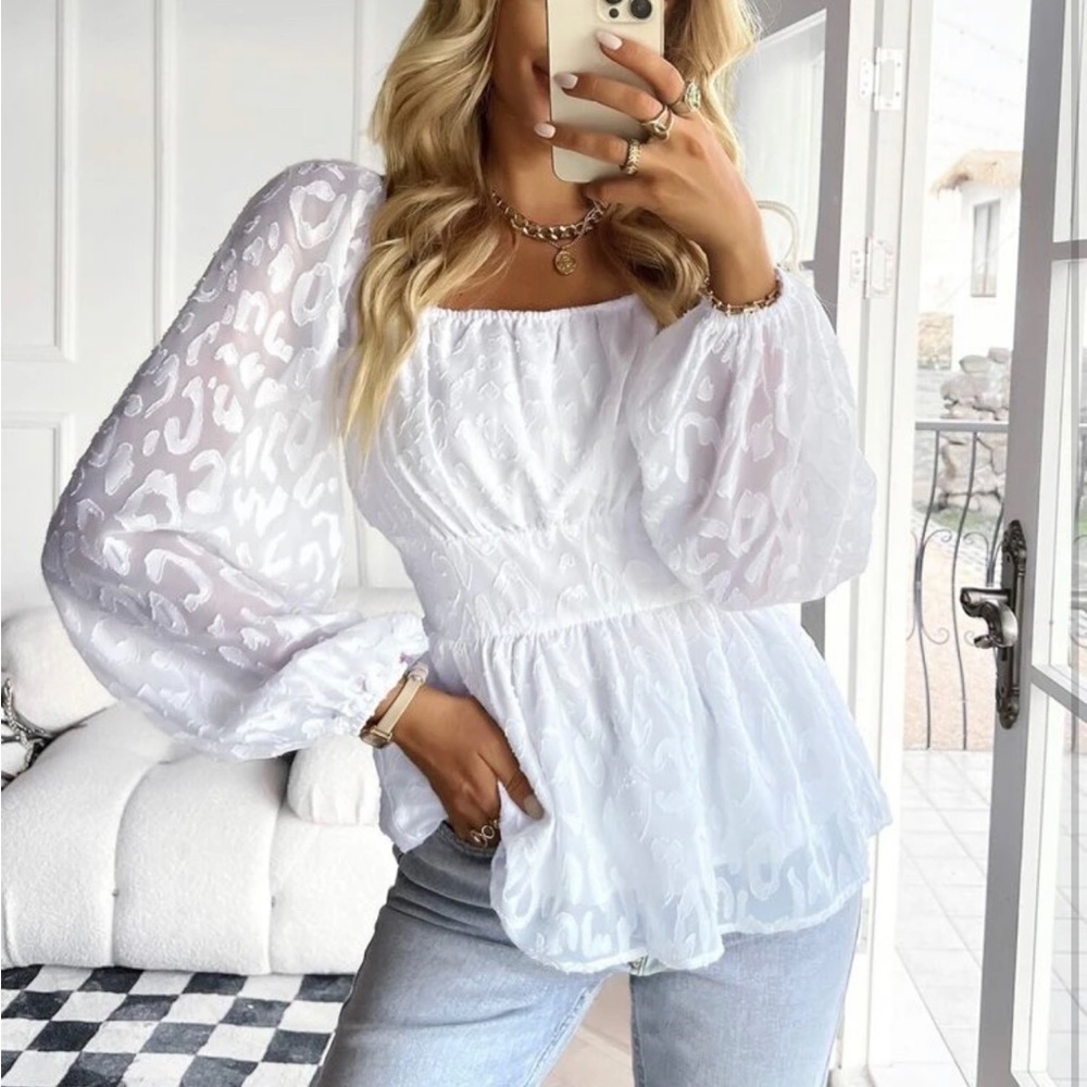 Lantern Sleeve Blouse SHEIN